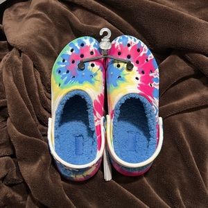 Brand New Tie Dye Fuzzy Crocs! Size 8!